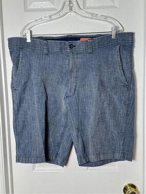 St. John’s Bay Men’s Chambray Chino Shorts Blue Size 42 Stretch